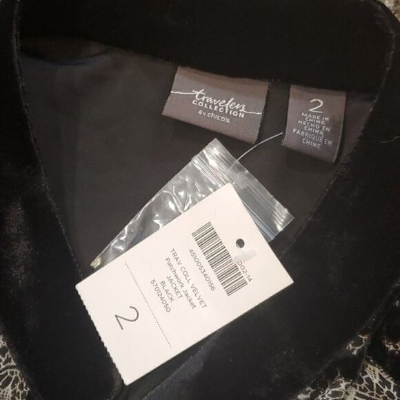 Travels collection by Chico’s sz 2 =12 velvet patchwork jacket button up - Picture 9 of 11